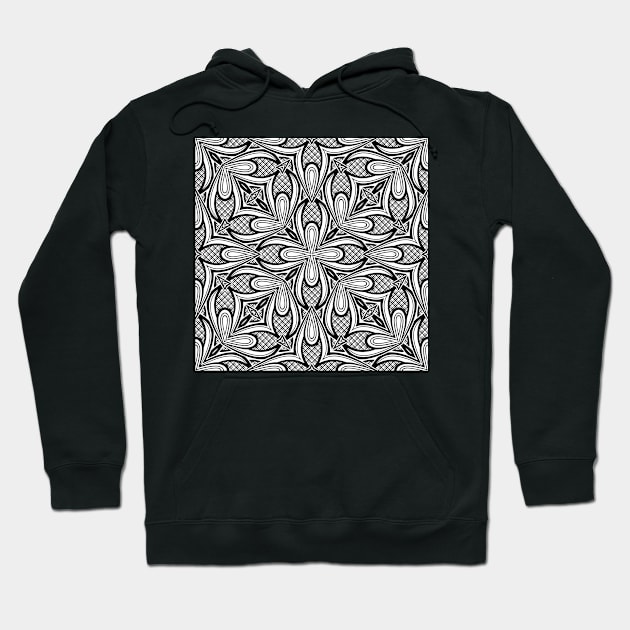 Black and White Seamless Pattern with Mosaic Motif Hoodie by lissantee